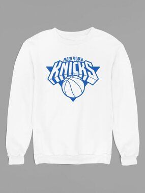 NEW York Knicks Team Color Pop Long Sleeve Fleece Crew Sweatshirt WHITE